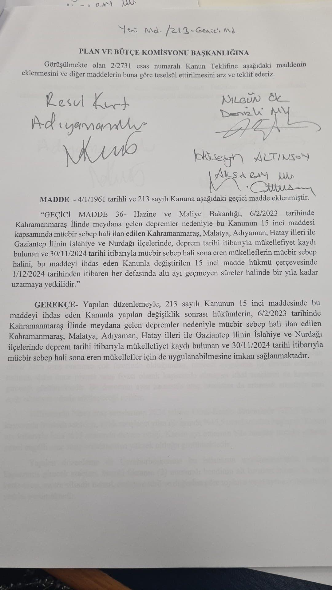 AK Parti Hatay Milletvekili Özel: Mücbir Sebep Hali Uzatıldı